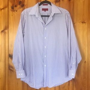 Bergamo Fitted Button Up Purple Checkered Shirt